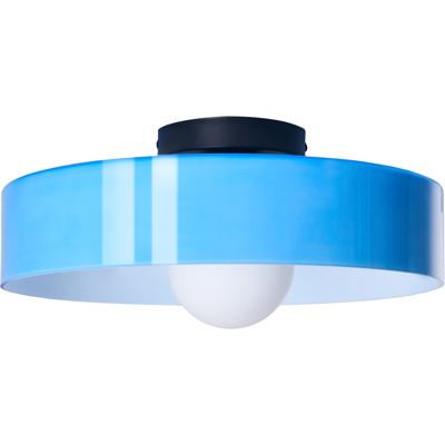 BELIANI Lámpara De Techo De Vidrio Con Montaje Empotrado Y Pantalla Redonda Azul Luguse BELIANI Lámpara De Techo De Vidrio Con Montaje Empotrado Y Pantalla Redonda Azul Luguse