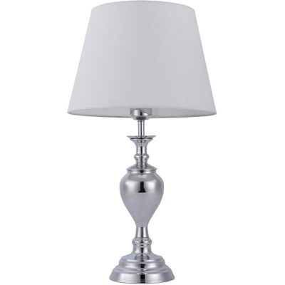 Italux Etien - Lámpara de mesa clásica cromo pantalla blanca - Lámpara de mesa Italux Etien - Lámpara de mesa clásica cromo pantalla blanca - Lámpara de mesa