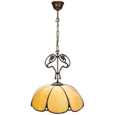 FIJALO Lámpara Colgante De Techo Tiffany Mediano Con Adorno Fundición Y Cadena Diámetro 30cm Serie Virginia 212466 FIJALO Lámpara Colgante De Techo Tiffany Mediano Con Adorno Fundición Y Cadena Diámetro 30cm Serie Virginia 212466