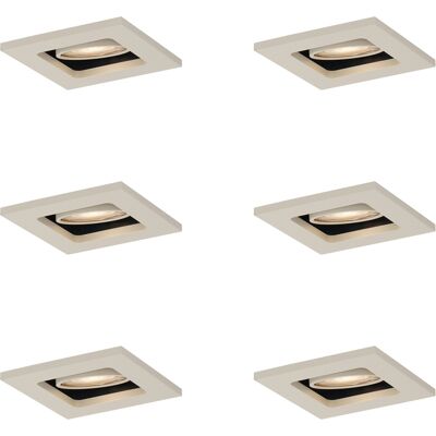 Qazqa Set De 6 Focos Empotrables Modernos Beige Gu10 50mm Giratorios E Inclinables - Qure Aluminio Adecuado Para Led Max. 1 X 10 Watt Qazqa Set De 6 Focos Empotrables Modernos Beige Gu10 50mm Giratorios E Inclinables - Qure Aluminio Adecuado Para Led Max. 1 X 10 Watt