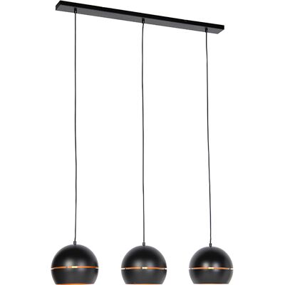 Industrial Lámpara Colgante De Diseño Negra Con Interior Dorado 3 Luces - Buell Acero Alargada /redonda Adecuado Para Led Max. 3 X 40 Watt - Qazqa Industrial Lámpara Colgante De Diseño Negra Con Interior Dorado 3 Luces - Buell Acero Alargada /redonda Adecuado Para Led Max. 3 X 40 Watt - Qazqa