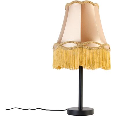 Clásico/antiguo Lámpara De Mesa Clásica Negra Con Pantalla Granny Dorada 30 Cm - Simplo Acero /textil Redonda Adecuado Para Led Max. 1 X 40 Watt - Qazqa Clásico/antiguo Lámpara De Mesa Clásica Negra Con Pantalla Granny Dorada 30 Cm - Simplo Acero /textil Redonda Adecuado Para Led Max. 1 X 40 Watt - Qazqa