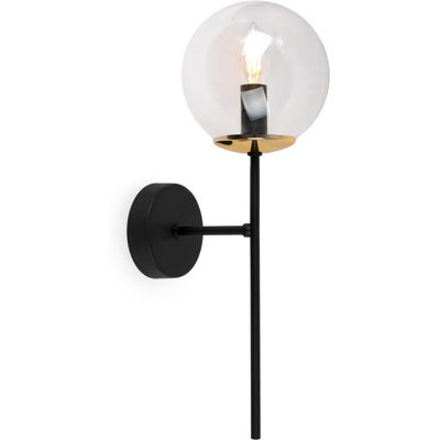 OEM Aplique Siena Negro Y Dorado 1 Lámpara Plana Transparente E14 OEM Aplique Siena Negro Y Dorado 1 Lámpara Plana Transparente E14
