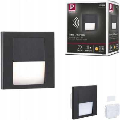 Paulmann Luz empotrada LED Tsaro - Cuadrada, 80x36mm, 1W, 80lm, 230V, 2700K, Negro mate Paulmann Luz empotrada LED Tsaro - Cuadrada, 80x36mm, 1W, 80lm, 230V, 2700K, Negro mate