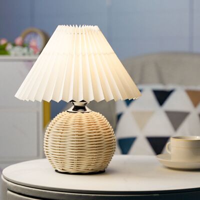 OEM Lámpara Pequeña Plisada, Xu, Luz Tricolor, Lámpara De Mesa Led Con Pantalla Plisada Y Base De Ratán, Lámpara De Mesilla Moderna Para Dormitorio-crezuo OEM Lámpara Pequeña Plisada, Xu, Luz Tricolor, Lámpara De Mesa Led Con Pantalla Plisada Y Base De Ratán, Lámpara De Mesilla Moderna Para Dormitorio-crezuo