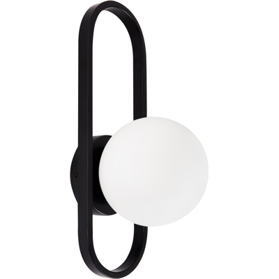 BELIANI Lámpara De Pared Moderna Con Forma Geométrica Y Pantalla Esférica De Vidrio Opaco Negro Vardi BELIANI Lámpara De Pared Moderna Con Forma Geométrica Y Pantalla Esférica De Vidrio Opaco Negro Vardi