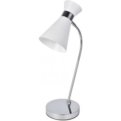 Lámpara de Escritorio Petra - Blanco/Cromo Ajustable Metal 48cm Lámpara de Escritorio Petra - Blanco/Cromo Ajustable Metal 48cm