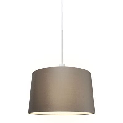 Moderno Lámpara Colgante Moderna Blanca Con Pantalla 45 Cm Topo - Combi 1 Textil /acero Redonda Adecuado Para Led Max. 1 X 60 Watt - Qazqa Moderno Lámpara Colgante Moderna Blanca Con Pantalla 45 Cm Topo - Combi 1 Textil /acero Redonda Adecuado Para Led Max. 1 X 60 Watt - Qazqa