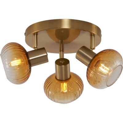 QAZQA - Moderno - Dorado - Cristal ámbar redondo - Lámpara de techo QAZQA - Moderno - Dorado - Cristal ámbar redondo - Lámpara de techo
