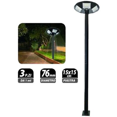 Trade Shop Traesio - Poste de hierro para lámpara de jardín led - 3m - Negro Trade Shop Traesio - Poste de hierro para lámpara de jardín led - 3m - Negro