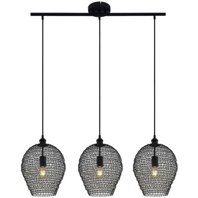 Lámpara colgante vintage 'Benja' de Lindby - Metal, 3 luces, negro Lámpara colgante vintage 'Benja' de Lindby - Metal, 3 luces, negro