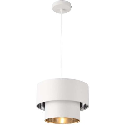 HELLOSHOP26 Lámpara Colgante Moderna Portalámparas 60 Vatios De Metal Y Textil Diámetro 30 Cm Blanco Plateado 030005259 HELLOSHOP26 Lámpara Colgante Moderna Portalámparas 60 Vatios De Metal Y Textil Diámetro 30 Cm Blanco Plateado 030005259