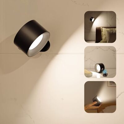 OEM Aplique De Pared Led Giratorio De 360°, Luz Nocturna Magnética, 3 Temperaturas De Color Ajustables, Lámpara De Lectura Regulable Por Usb, Color Negro. OEM Aplique De Pared Led Giratorio De 360°, Luz Nocturna Magnética, 3 Temperaturas De Color Ajustables, Lámpara De Lectura Regulable Por Usb, Color Negro.