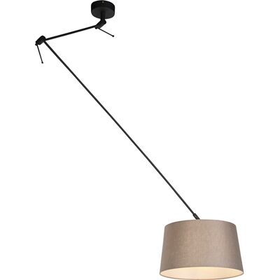 Rústico Lámpara Colgante Negra Con Pantalla De Lino Topo 35 Cm - Blitz Lino /acero Cilíndra /alargada /redonda Adecuado Para Led Max. 1 X 60 Watt - Qazqa Rústico Lámpara Colgante Negra Con Pantalla De Lino Topo 35 Cm - Blitz Lino /acero Cilíndra /alargada /redonda Adecuado Para Led Max. 1 X 60 Watt - Qazqa