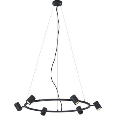 Qazqa Lámpara Colgante Moderna Negra De 6 Luces - Jeana Circle Qazqa Lámpara Colgante Moderna Negra De 6 Luces - Jeana Circle