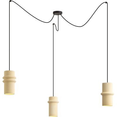 Qazqa Lámpara Colgante Retro Beige 3 Luces - Monti Qazqa Lámpara Colgante Retro Beige 3 Luces - Monti