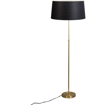 Clásico/antiguo Lámpara De Pie Dorada/latón Con Pantalla Negra De 45 Cm Regulable - Parte Acero /textil Cilíndra /alargada Adecuado Para Led Max. 1 X Watt - Qazqa Clásico/antiguo Lámpara De Pie Dorada/latón Con Pantalla Negra De 45 Cm Regulable - Parte Acero /textil Cilíndra /alargada Adecuado Para Led Max. 1 X Watt - Qazqa