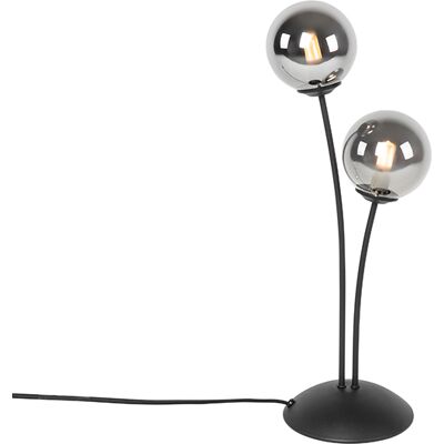 Qazqa Atenas Lámpara de mesa moderna negra cristal ahumado 2-luces - Iluminación Qazqa Atenas Lámpara de mesa moderna negra cristal ahumado 2-luces - Iluminación