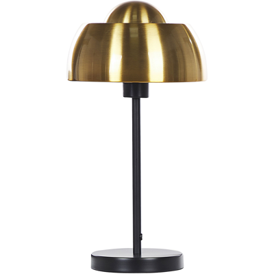 BELIANI Lámpara De Mesa De Metal Negro Dorado 44 Cm Pantalla Redonda Interruptor Cable Moderno Industrial Senette BELIANI Lámpara De Mesa De Metal Negro Dorado 44 Cm Pantalla Redonda Interruptor Cable Moderno Industrial Senette