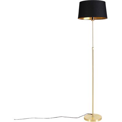 Clásico/antiguo Lámpara De Pie Dorada/latón Con Pantalla Negra 45 Cm Ajustable - Parte Acero /textil Alargada /cilíndra /redonda Adecuado Para Led Max. 1 X 60 Watt - Qazqa Clásico/antiguo Lámpara De Pie Dorada/latón Con Pantalla Negra 45 Cm Ajustable - Parte Acero /textil Alargada /cilíndra /redonda Adecuado Para Led Max. 1 X 60 Watt - Qazqa