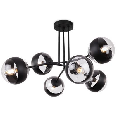 OEM Lámpara De Techo Toledo Negra 6 Pantallas Planas Negras E14 OEM Lámpara De Techo Toledo Negra 6 Pantallas Planas Negras E14