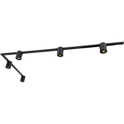 Qazqa Moderno Sistema De Riel Moderno Monofásico Con 5 Focos Negros - Rondoo Up Acero /aluminio Alargada Adecuado Para Led Max. 5 X 10 Watt Qazqa Moderno Sistema De Riel Moderno Monofásico Con 5 Focos Negros - Rondoo Up Acero /aluminio Alargada Adecuado Para Led Max. 5 X 10 Watt
