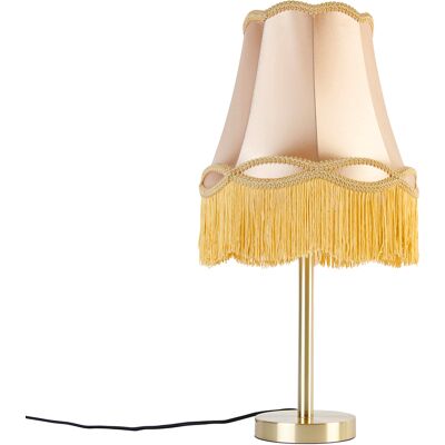 Clásico/antiguo Lámpara De Mesa Clásica Latón Con Pantalla Granny Dorada 30 Cm - Simplo Acero /textil Redonda Adecuado Para Led Max. 1 X 40 Watt - Qazqa Clásico/antiguo Lámpara De Mesa Clásica Latón Con Pantalla Granny Dorada 30 Cm - Simplo Acero /textil Redonda Adecuado Para Led Max. 1 X 40 Watt - Qazqa