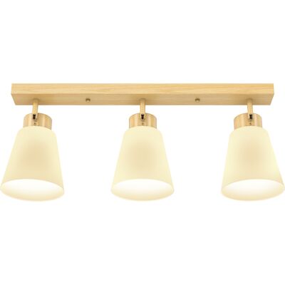 JHY DESIGN Lámpara De Techo Led De 40 W, Con Doble Fijación, Cabezales Ajustables A 90° Y 3 Casquillos E27, Acabado En Madera Natural. JHY DESIGN Lámpara De Techo Led De 40 W, Con Doble Fijación, Cabezales Ajustables A 90° Y 3 Casquillos E27, Acabado En Madera Natural.