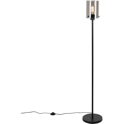 Diseño Lámpara De Pie De Diseño Negra Con Cristal Ahumado - Dome Acero Alargada Adecuado Para Led Max. 1 X 40 Watt - Qazqa Diseño Lámpara De Pie De Diseño Negra Con Cristal Ahumado - Dome Acero Alargada Adecuado Para Led Max. 1 X 40 Watt - Qazqa