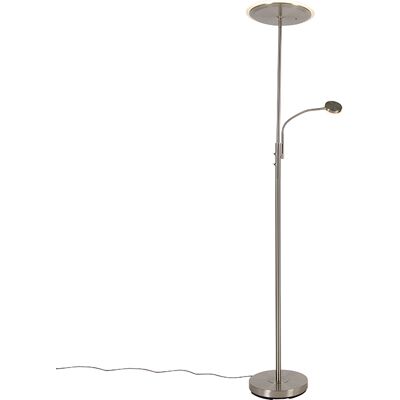 Moderno Lámpara De Pie Moderna De Acero Con Led Regulable Y Brazo De Lectura - Strela Vidrio /acero Alargada Incluye Led Max. 1 X 32 Watt - Qazqa Moderno Lámpara De Pie Moderna De Acero Con Led Regulable Y Brazo De Lectura - Strela Vidrio /acero Alargada Incluye Led Max. 1 X 32 Watt - Qazqa