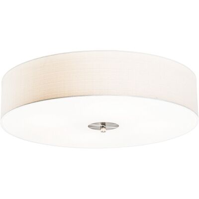 Qazqa - Moderno Plafón Rústico Blanco 50 Cm - Drum Jute Vidrio /textil /acero Redonda Adecuado Para Led Max. 4 X 40 Watt Qazqa - Moderno Plafón Rústico Blanco 50 Cm - Drum Jute Vidrio /textil /acero Redonda Adecuado Para Led Max. 4 X 40 Watt