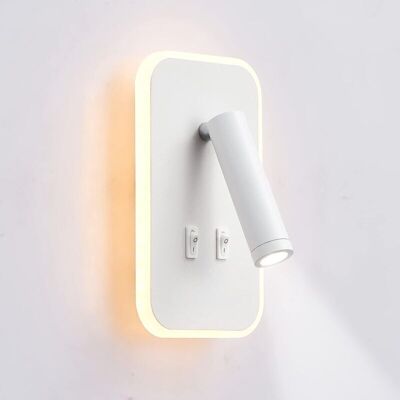OEM Aplique De Pared Led, Luz De Lectura Para Mesita De Noche, Apliques De Lectura De Pared Led De 12 W, Foco Ajustable (3 W + 9 W Luz Cálida De 3000 K) (rectángulo Blanco) Dyk--crezuo OEM Aplique De Pared Led, Luz De Lectura Para Mesita De Noche, Apliques De Lectura De Pared Led De 12 W, Foco Ajustable (3 W + 9 W Luz Cálida De 3000 K) (rectángulo Blanco) Dyk--crezuo