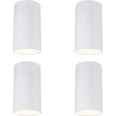 Qazqa Juego De 4 Focos De Superficie Modernos Blancos 5,5cm Gu10 Qazqa Juego De 4 Focos De Superficie Modernos Blancos 5,5cm Gu10