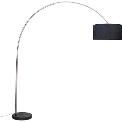 Lámpara de arco de acero negro con pantalla de tela 50 cm - XXL Lámpara de arco de acero negro con pantalla de tela 50 cm - XXL