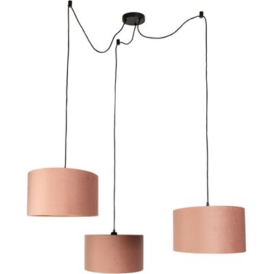 Qazqa Lámpara Colgante Negra Con Pantalla Rosa E Interior Dorado Qazqa Lámpara Colgante Negra Con Pantalla Rosa E Interior Dorado