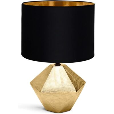 OEM Lámpara De Mesilla, Lámpara De Mesa Moderna, Pantalla De Tela, Base De Cerámica, Casquillo E14, Forma De Diamante, Color Dorado, 22 X 22 X 32 Cm, Cable De 1,3 M, Diseño Vintage Para Oficina O Salón -c OEM Lámpara De Mesilla, Lámpara De Mesa Moderna, Pantalla De Tela, Base De Cerámica, Casquillo E14, Forma De Diamante, Color Dorado, 22 X 22 X 32 Cm, Cable De 1,3 M, Diseño Vintage Para Oficina O Salón -c