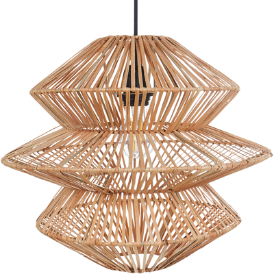 BELIANI Lámpara Colgante Pantalla De Ratán Base De Hierro Estilo Boho Natural Anduki BELIANI Lámpara Colgante Pantalla De Ratán Base De Hierro Estilo Boho Natural Anduki