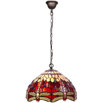 FIJALO Lámpara Colgante De Techo Tiffany Mediano Con Cadena Diámetro 30cm Serie Belle Rouge 203799 FIJALO Lámpara Colgante De Techo Tiffany Mediano Con Cadena Diámetro 30cm Serie Belle Rouge 203799
