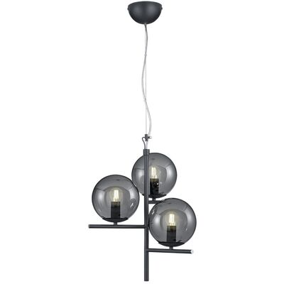 Trio - Suspensión 3 Luces Antracita Esferas Cristal Ahumado Ø40 Cm Pure Lighting Trio - Suspensión 3 Luces Antracita Esferas Cristal Ahumado Ø40 Cm Pure Lighting