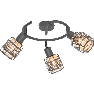 Diseño Plafón De Diseño Negro Con Dorado 3-luces Redondo - Noud Acero Redonda Adecuado Para Led Max. 3 X 25 Watt - Qazqa Diseño Plafón De Diseño Negro Con Dorado 3-luces Redondo - Noud Acero Redonda Adecuado Para Led Max. 3 X 25 Watt - Qazqa