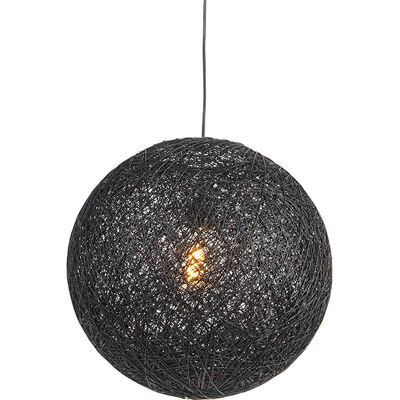 Moderno Lámpara Colgante Negra 45 Cm - Corda Papel /acero Redonda /esfera Adecuado Para Led Max. 1 X 60 Watt - Qazqa Moderno Lámpara Colgante Negra 45 Cm - Corda Papel /acero Redonda /esfera Adecuado Para Led Max. 1 X 60 Watt - Qazqa