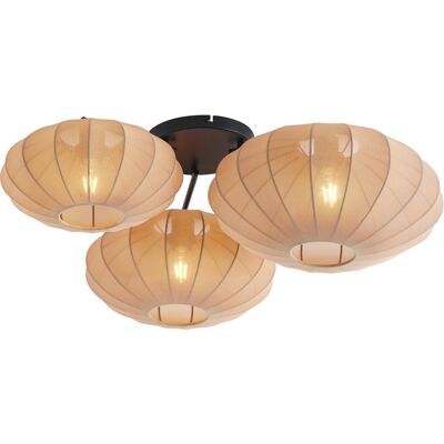 Qazqa Lámpara De Techo Japandi Marrón 3 Luces - Multi Bida Qazqa Lámpara De Techo Japandi Marrón 3 Luces - Multi Bida