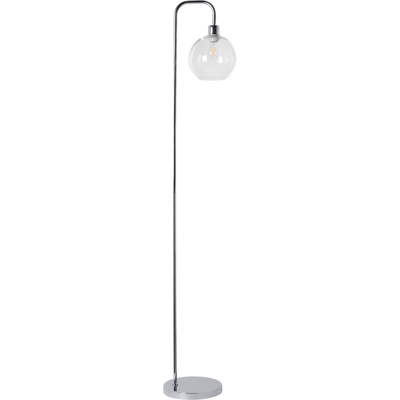 BELIANI Lámpara De Pie De Estilo Moderno Sala De Estar Base De Metal Pantalla De Vidrio Plateado Okavango BELIANI Lámpara De Pie De Estilo Moderno Sala De Estar Base De Metal Pantalla De Vidrio Plateado Okavango