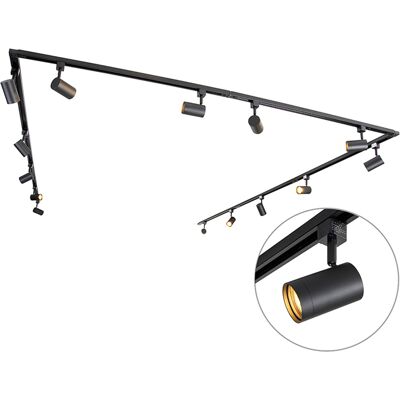 Moderno Sistema De Riel Moderno Monofásico Con 14 Focos Negros - Jeana Acero Alargada Adecuado Para Led Max. 14 X 50 Watt - Qazqa Moderno Sistema De Riel Moderno Monofásico Con 14 Focos Negros - Jeana Acero Alargada Adecuado Para Led Max. 14 X 50 Watt - Qazqa