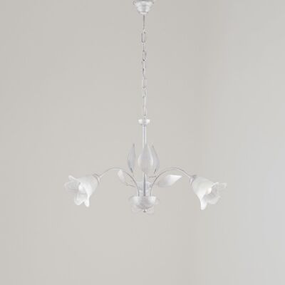 BELIGHT Olga Lámpara de araña blanca y plata de 3 luces BELIGHT Olga Lámpara de araña blanca y plata de 3 luces
