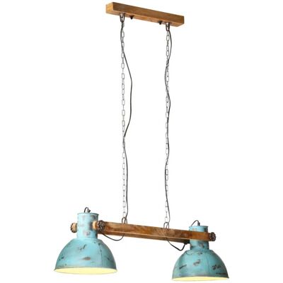HELLOSHOP26 Lámpara Colgante Industrial 85 X 28 X 109 Cm Con 2 Pantallas De Hierro Azul Desteñido 020047496 HELLOSHOP26 Lámpara Colgante Industrial 85 X 28 X 109 Cm Con 2 Pantallas De Hierro Azul Desteñido 020047496
