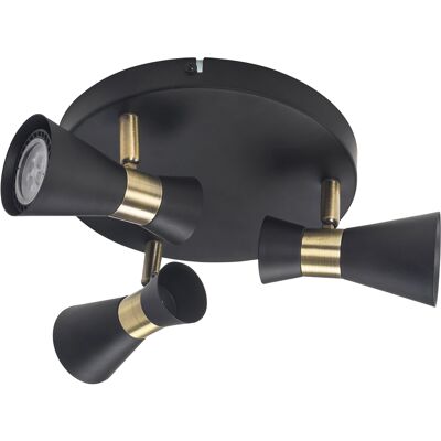 Forlight - Eufo Plafón Triple En Negro Con Acabado En Oro Para Bombilla Gu10 Forlight - Eufo Plafón Triple En Negro Con Acabado En Oro Para Bombilla Gu10
