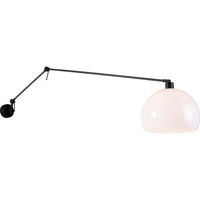 Moderno Aplique Negro Con Pantalla Blanca 30 Cm Regulable - Blitz Acero /plástico Alargada Adecuado Para Led Max. 1 X 60 Watt - Qazqa Moderno Aplique Negro Con Pantalla Blanca 30 Cm Regulable - Blitz Acero /plástico Alargada Adecuado Para Led Max. 1 X 60 Watt - Qazqa