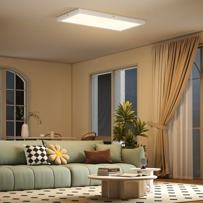 JHY DESIGN Juego De 2 Lámparas De Techo Led Delgadas Y Minimalistas Con Color Ajustable, Fabricadas En Acero Y Plástico, 60 X 30 X 3,7 Cm, Blancas. JHY DESIGN Juego De 2 Lámparas De Techo Led Delgadas Y Minimalistas Con Color Ajustable, Fabricadas En Acero Y Plástico, 60 X 30 X 3,7 Cm, Blancas.