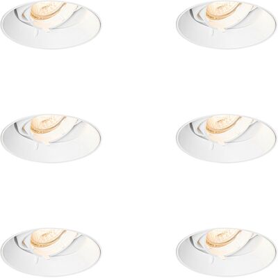 Qazqa Pack de 6 Focos Empotrables Modernos - GU10, Blanco, Aluminio - Max 50W Qazqa Pack de 6 Focos Empotrables Modernos - GU10, Blanco, Aluminio - Max 50W